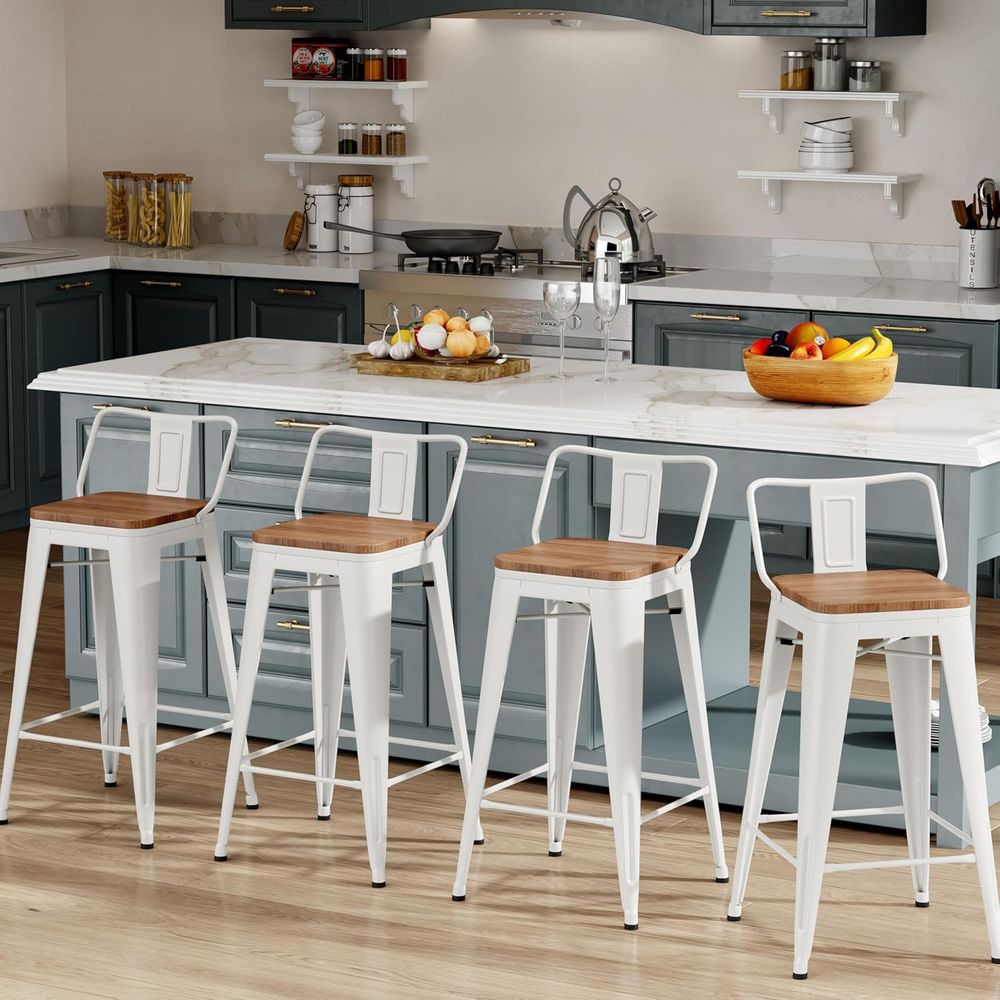 Home Bar Stools - 26 Inch Barstoelenset, 4 industriële metalen