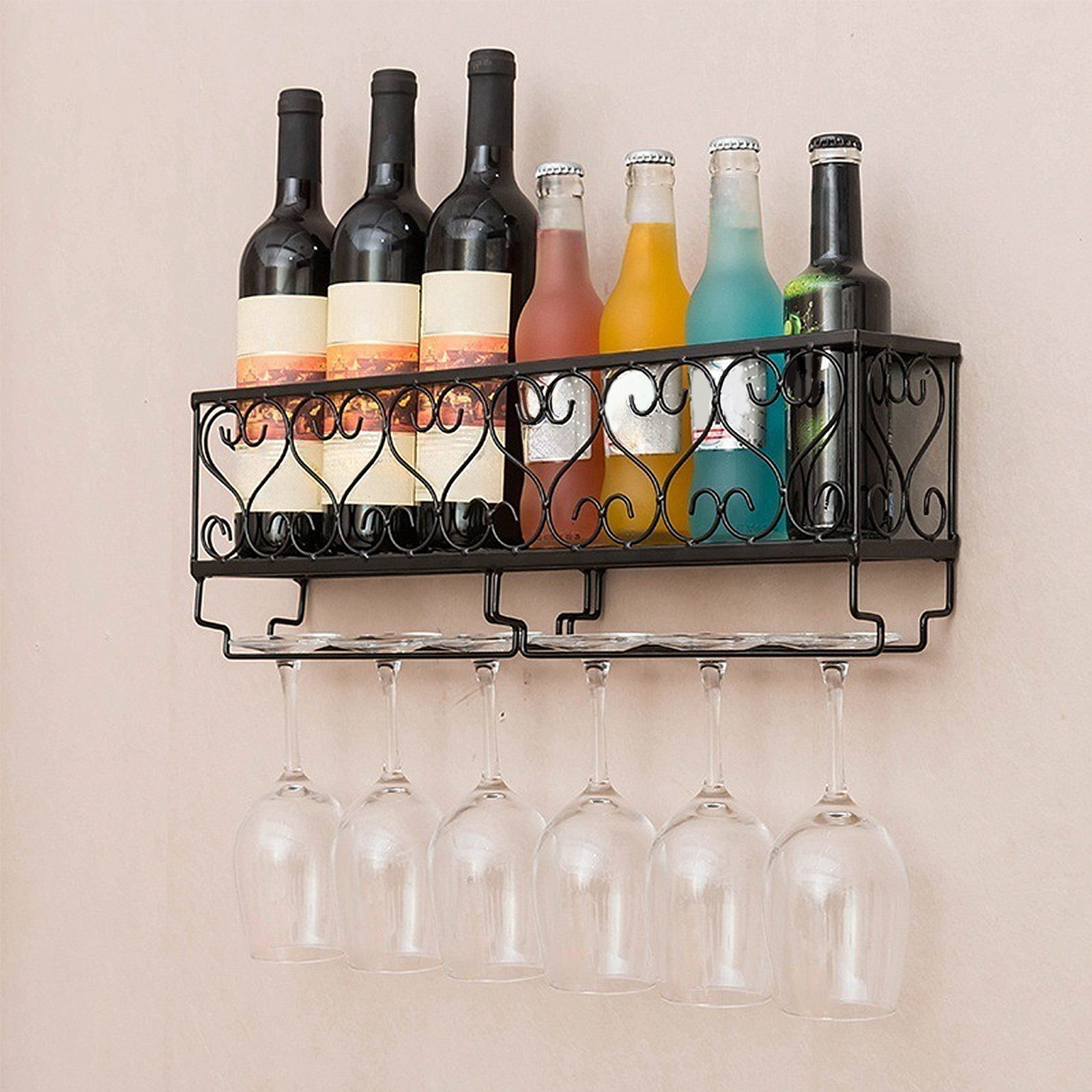 Home Bar Setup - 1 stuks wandmontage wijnflessenrek van hoogwaardig