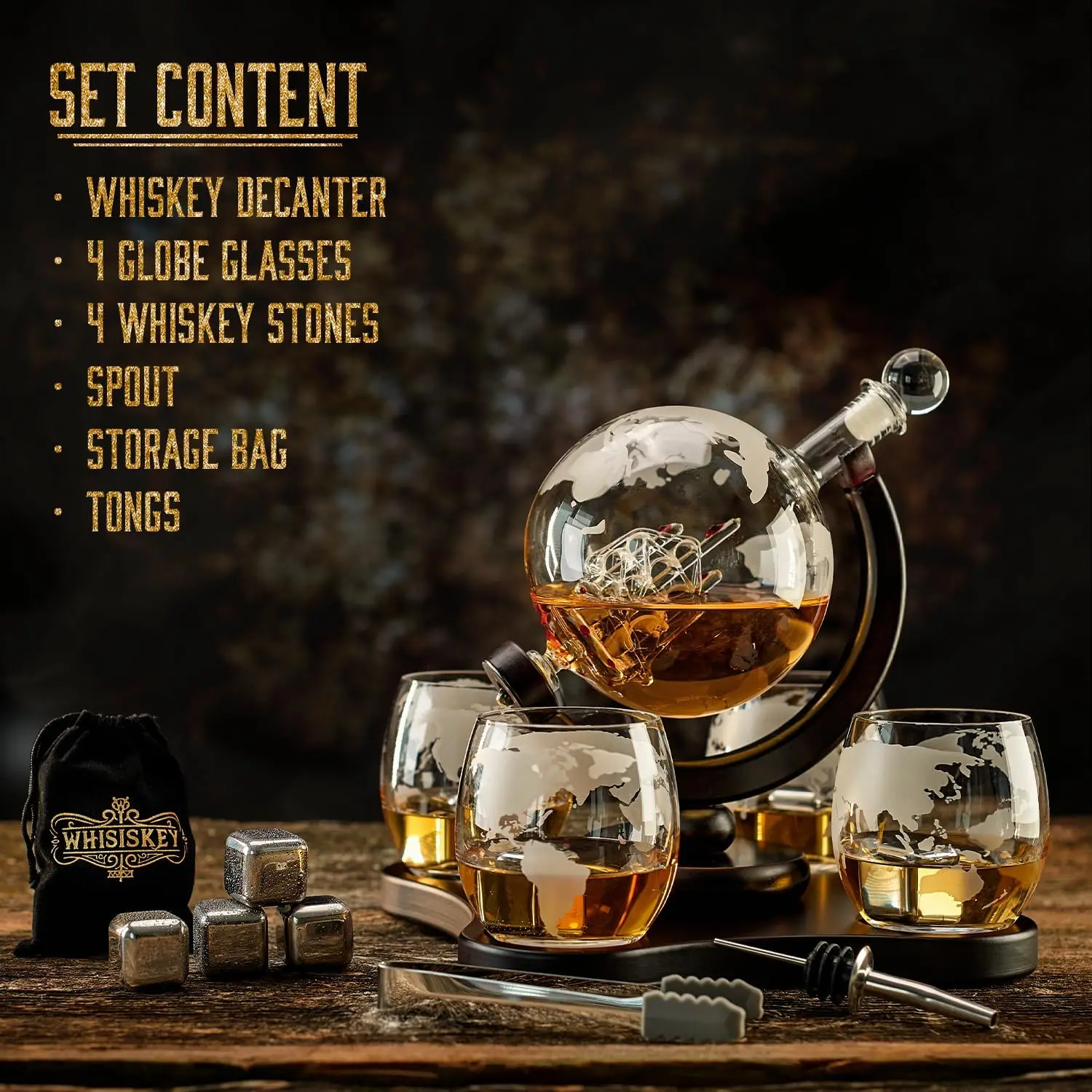 Decanter Globe Set - Nancihui Creatieve Glazen Karaf 4-Cup Set