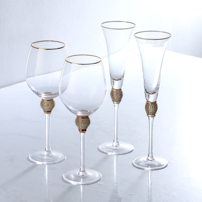 Highball Glass Set - Luxe Diamond Gold Rim Highball Glass