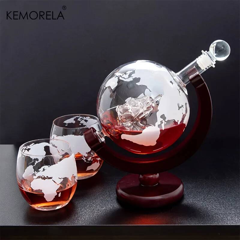 Decanter Globe Set - 900ML Globe Whiskey Decanter Set Loodvrij
