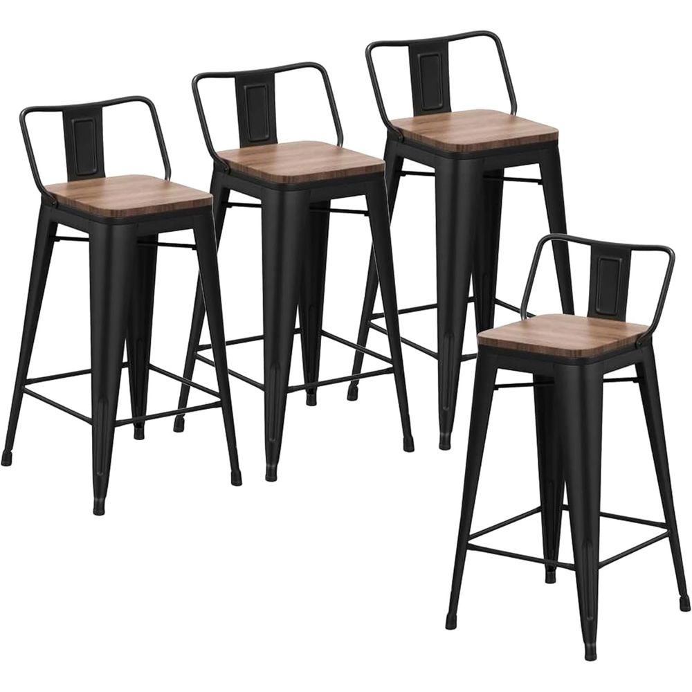Home Bar Stools - 24 Inch Barstoelenset, 4 industriële metalen