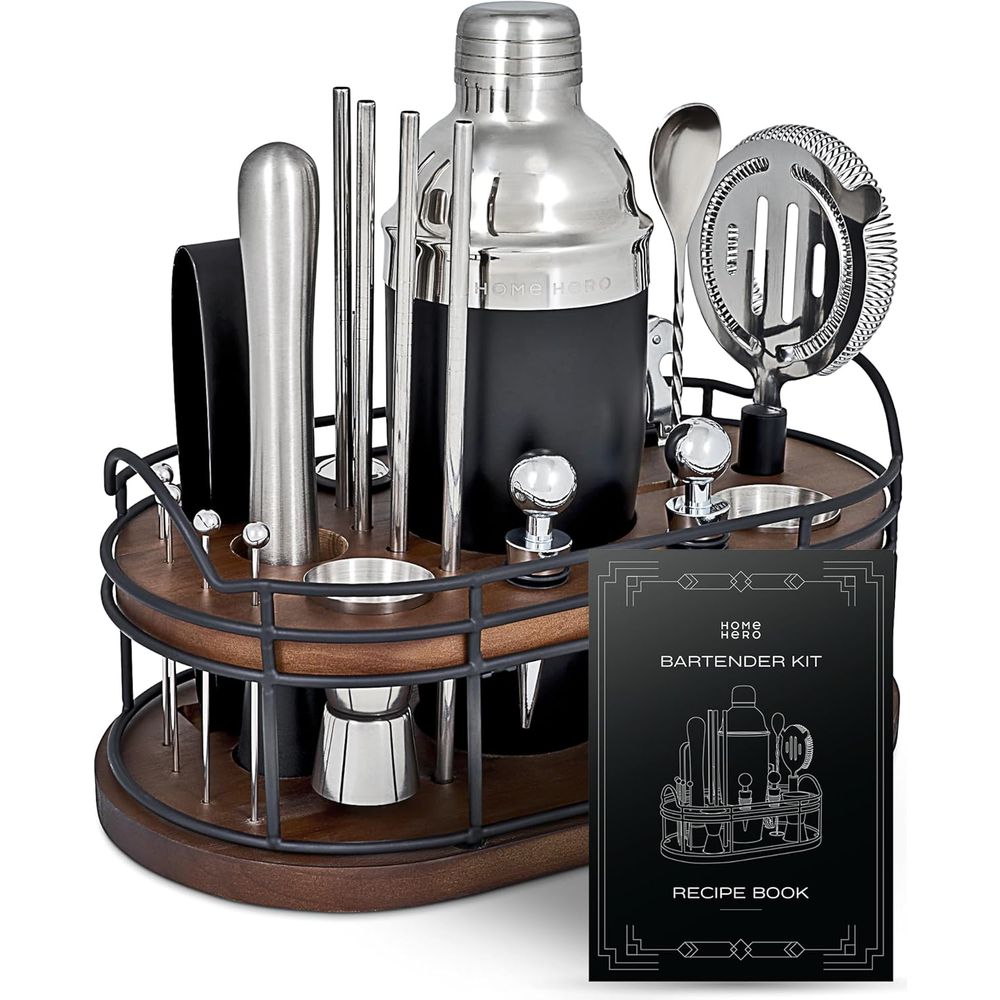 Cocktail Recipe Book - 22-delige cocktailshaker & bartoolset - houten