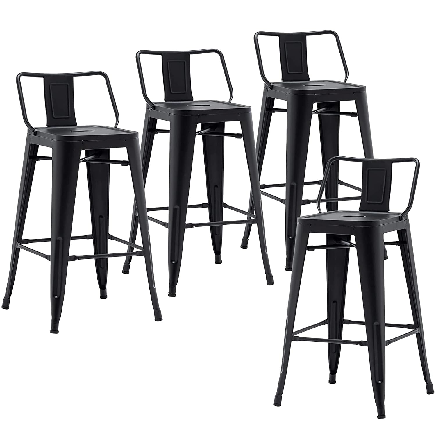Home Bar Stools - Industriële metalen barkrukken met rugleuning, set