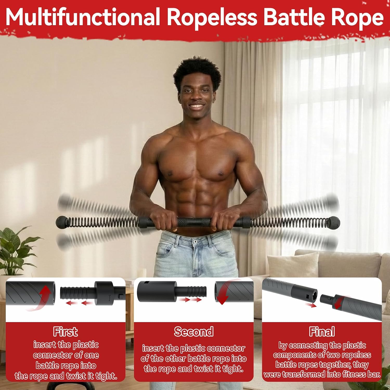 Home Bar And Gym - 2-in-1 Verbeterde Draadloze Battle Rope Power