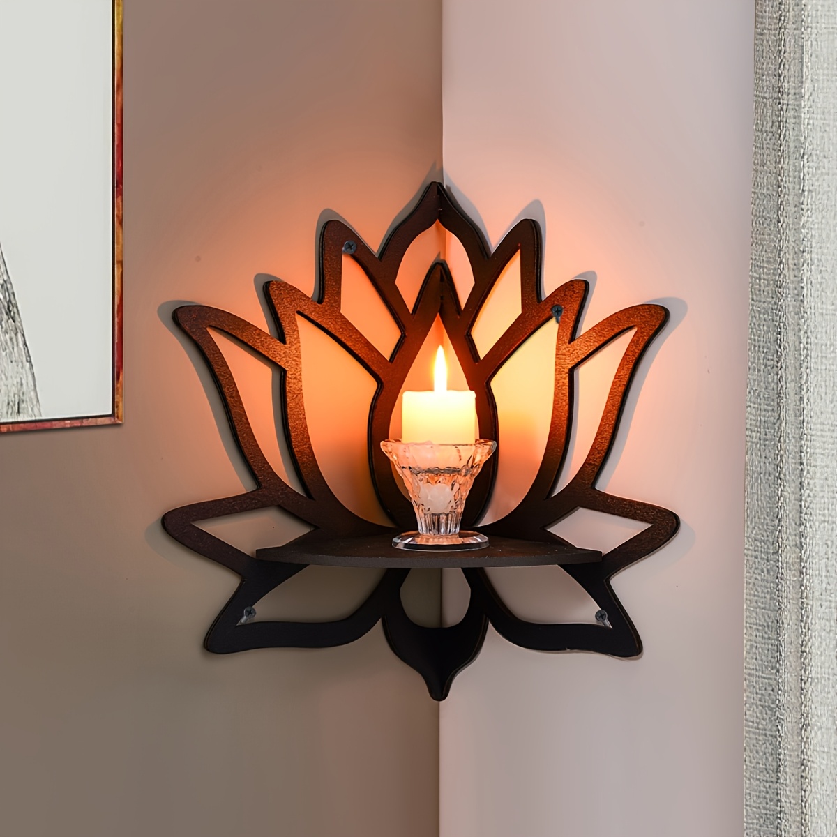 Home Bar Shelf - Lotus Corner zwevende plank, holle bloemen
