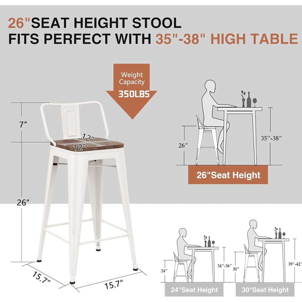 26 Inch Barstoelenset, 4 indus - Home Bar Stools recensie en prijs
