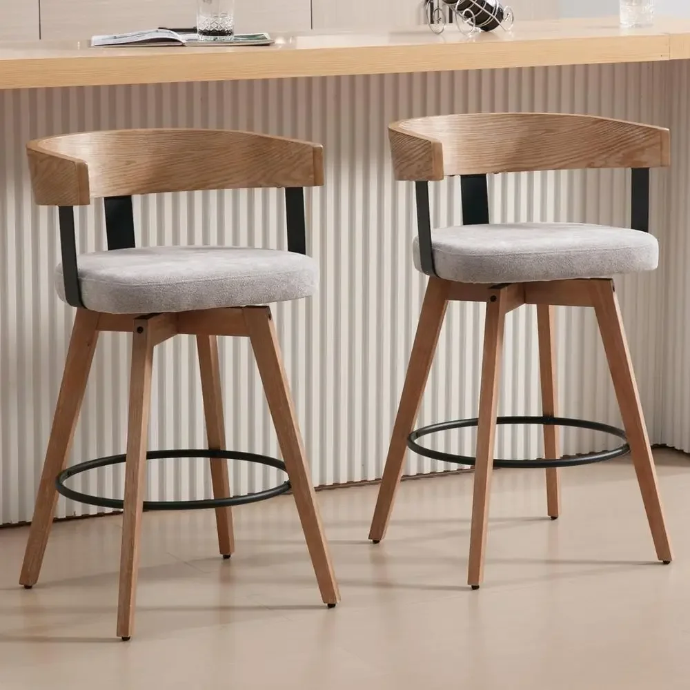 Set van 2, 26 grijze linnen ge - Home Bar Stools recensie en prijs