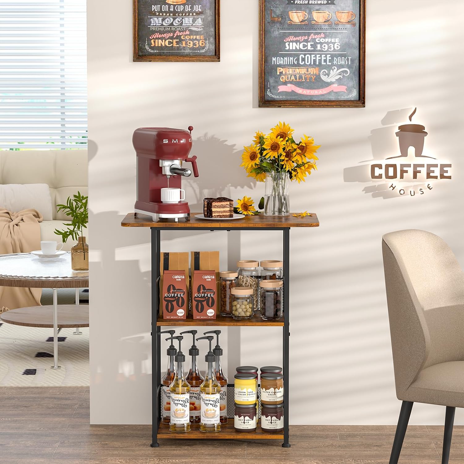 Mini Vloerstaande Koffiebar Sc - Home Bar Shelves recensie en prijs