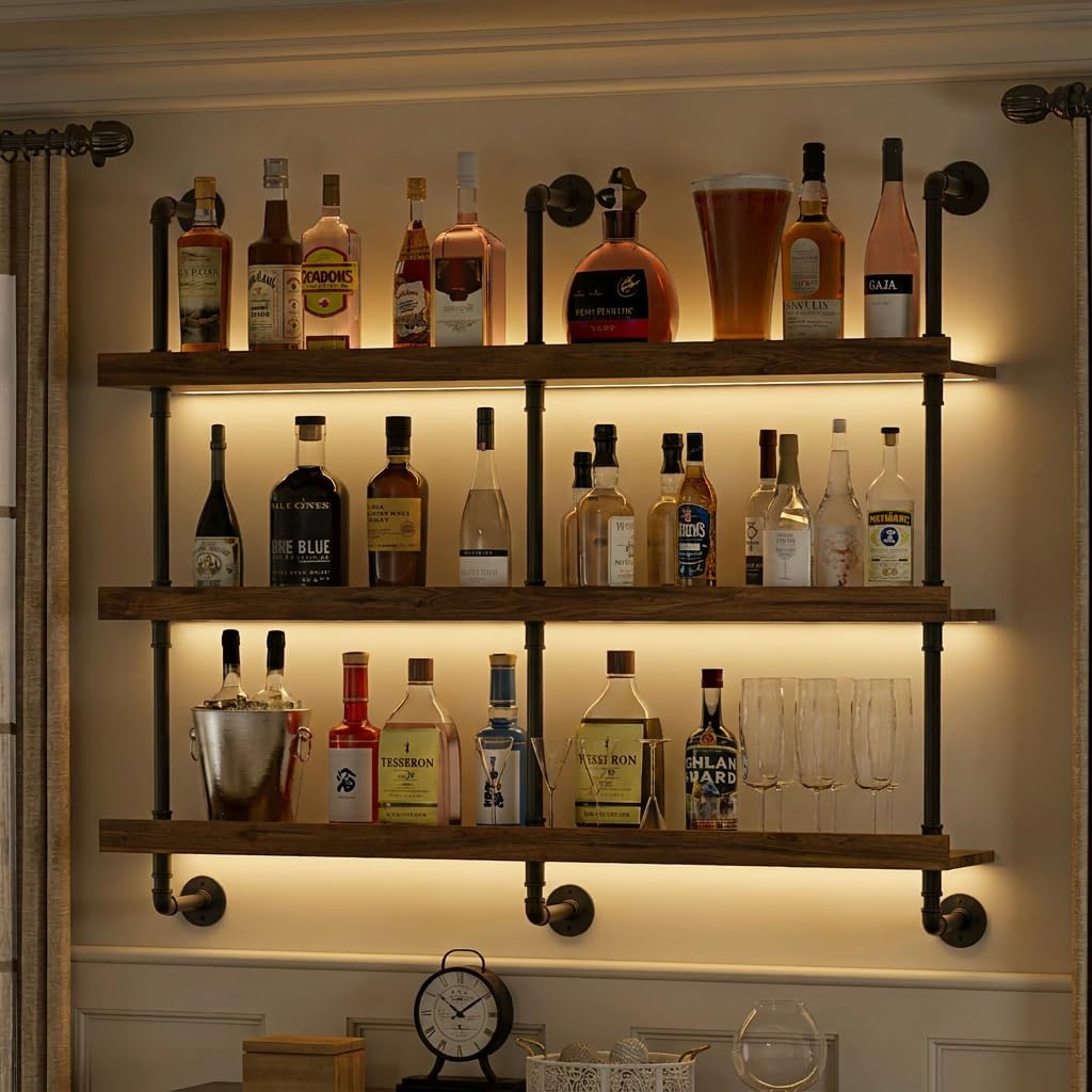 Wandgemonteerd wijnrek met LED - Home Bar Shelves recensie en prijs